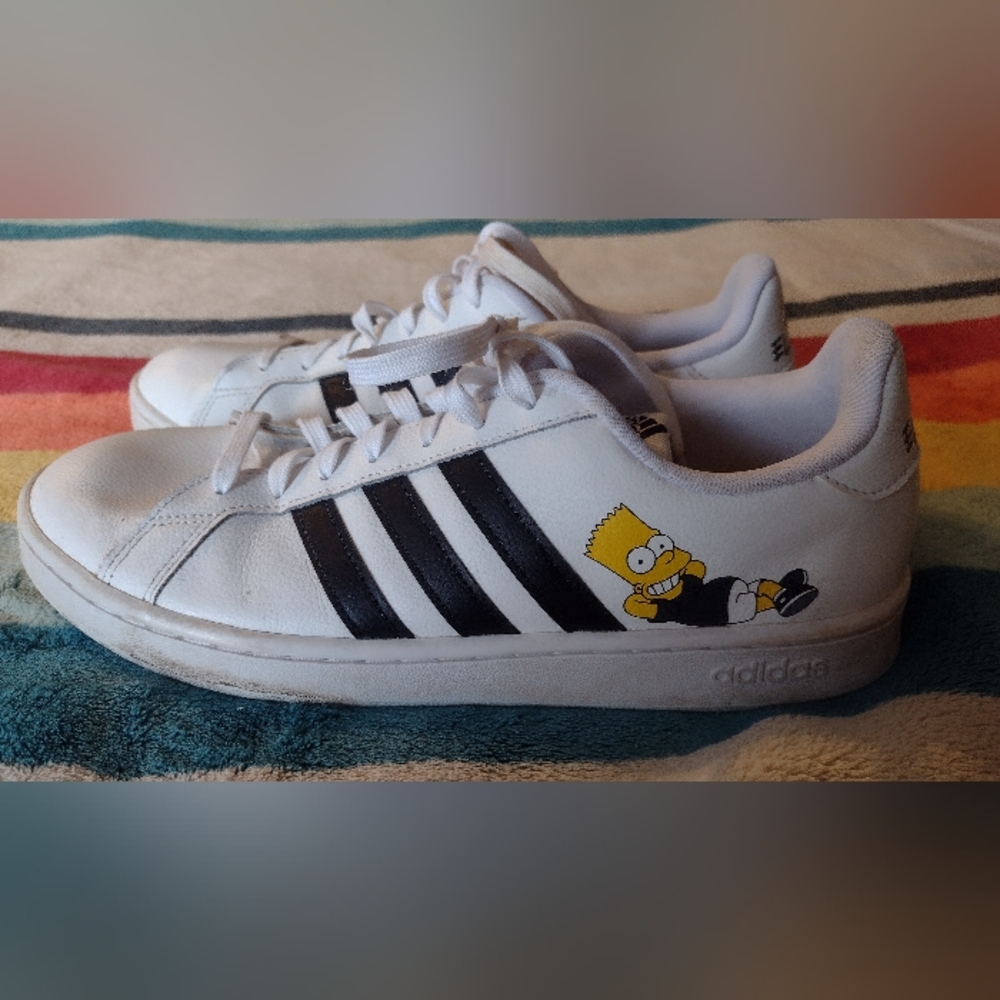 🛑 Sale Final Adidas X Bart Simpson Men's Size 11 White & Black Sneakers Design